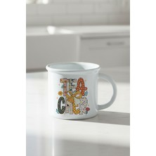 Teacher Çiçek Desenli Öğretmen Baskılı Enamel Görünümlü Seramik Vintage Kupa Bardak