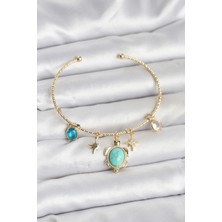 Caretta Caretta Charmlı Gold Renk Kadın Bileklik