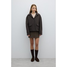 ROMAN Çift Cepli Önden Çıtçıtlı Yün Karışımlı Mont Kahve K2617521_005