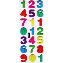Sticker Kabartmalı Sticker Defter Planlayıcı Etiket (CB405) 16X7 Cm- Renkli Sayı Rakam