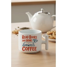 Read Books And Coffee No:2 Baskılı Hediyelik T Kulplu Latte Fincanı Kupa Bardak