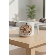 Chinoiserie Pumpkin Floral Fall Baskılı Hediyelik T Kulplu Latte Fincanı Kupa Bardak