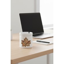 Sonbahar Yaprak Baskılı Seramik Kapaklı Kokusuz Küllük