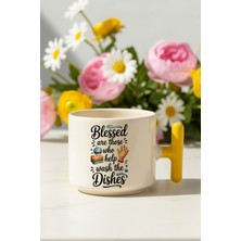 Blessed Are Those Who Baskılı Sarı Renkli T Kulplu Latte Fincanı Kupa