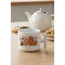 Sonbahar Temalı Kahveler No:4 Baskılı Hediyelik T Kulplu Latte Fincanı Kupa Bardak