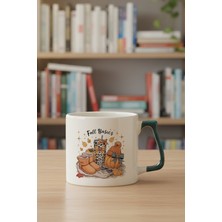 Retro Fall Basics Baskılı Yeşil D Kulplu Kupa Bardak