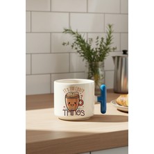 Its Too Early For Baskılı Mavi Renkli T Kulplu Latte Fincanı Kupa