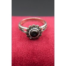 925 Ayar Kadın Gümüş Oltu Taşı Yüzük SY00072