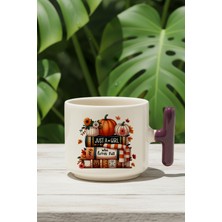 Just A Girl Who Loves Fall Baskılı Lila Renkli T Kulplu Latte Fincanı Kupa