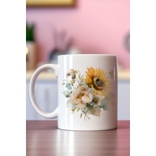 Ayçiçekleri Sonbahar Teması No:3 Baskılı Hediyelik Kupa Bardak