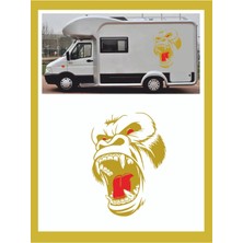 Goril Sticker 62*45CM 1 Adet Kong Kafatası - Oto Sticker - Kamp Sticker - Karavan Sticker