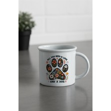 All You Need Is Love And A Dog Baskılı Enamel Görünümlü Seramik Vintage Kupa Bardak