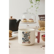 Todays Menu Baskılı Pembe Renkli T Kulplu Latte Fincanı Kupa