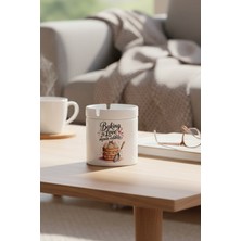 Baking Love Baskılı Seramik Kapaklı Kokusuz Küllük