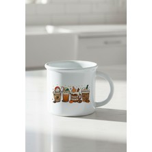 Sonbahar Temalı Kahveler No:8 Baskılı Enamel Görünümlü Seramik Vintage Kupa Bardak