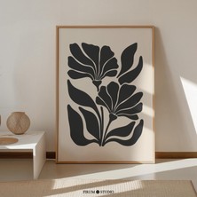 Soyut Siyah ve Bej Kır Çiçeği Duvar Sanatı