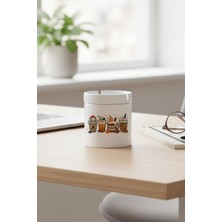 Sonbahar Temalı Kahveler No:8 Baskılı Seramik Kapaklı Kokusuz Küllük