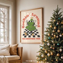 Komik Retro Noel Ağacı Duvar Sanatı