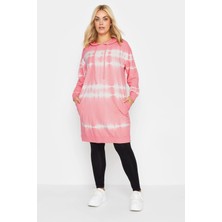 Büyük Beden Batik Desenli Uzun Kesim Cepli Kapüşonlu Sweatshirt 302208