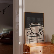 Modern Siyah ve Bej Kahve Köşe Duvar Sanatı