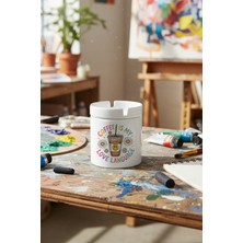 Coffee Is My Love Language No:2 Baskılı Seramik Kapaklı Kokusuz Küllük