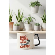 Read Books And Coffee Baskılı Siyah D Kulplu Kupa Bardak