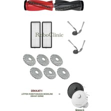 Roboclinic Roborock Qrevo C Robot Süpürge Uyumlu Yedek Fırça, Hepa Filtre, Mop - 12 Parça