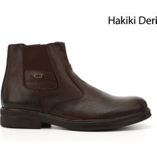Erkek Kahve Floter Hakiki Deri Fermuarlı Bot