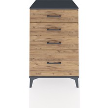 Kronos Komodin 4 Çekmeceli 60X59X96 Antrasit-Çam