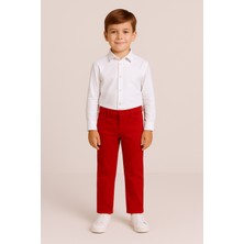 Çocuk Kırmızı Gabardin Pantolon | %100 Pamuk & Hafif Likralı