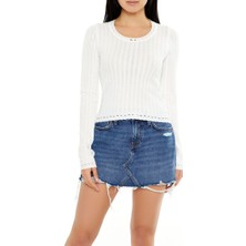 F21 Pointelle Gül Detaylı Kazak