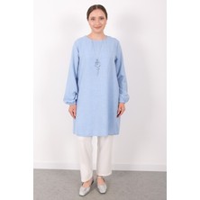 Yazlık Kadın Tunik Günlük Ince Sofia Keten Kolyeli Tunik