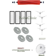 Roborock Qrevo S Beyaz Yedek Ana Fırça, Yan Fırça, Hepa Filtre, Mop - 14 Parça