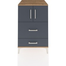 Kronos Komodin Tek Raflı 2 Çekmeceli 2 Kapaklı 60X59X96 Çam-Antrasit