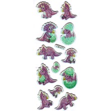 Sticker Kabartmalı Sticker Defter Planlayıcı Etiket (CB471) 16X7 Cm- Mor Dinozor