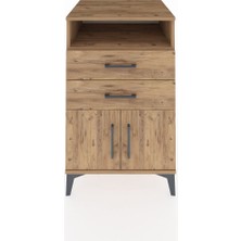 Kronos Komodin Tek Raflı 2 Çekmeceli 2 Kapaklı 60X59X96 Çam-Çam