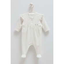 Tıny Lace Fırfır Detaylı Tulum - Caramell  - TK1887 - Ekru - 3 - 6 Ay - TK1887-EKRU-3 - 6 Ay Ekru