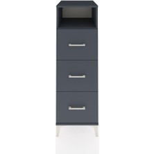 Kronos Dolap Tek Raflı 3 Çekmeceli 44X59X134 Antrasit-Antrasit