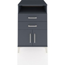 Kronos Komodin Tek Raflı 2 Çekmeceli 2 Kapaklı 60X59X96 Antrasit-Antrasit