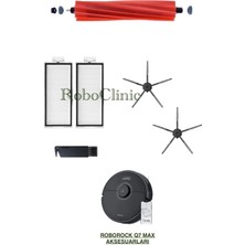 Roborock Q7 Max Siyah Yedek Ana Fırça, Yan Fırça, Hepa Filtre - 6 Parça