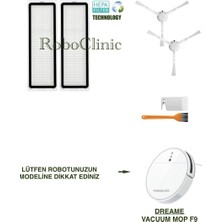 Roboclinic Dreame Vacuum Mop F9 Robot Süpürge Uyumlu Yedek Fırça, Hepa Filtre - 6 Parça