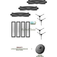 Dreame D9 Max Gen 2 Yedek Ana Fırça, Yan Fırça, Hepa Filtre - 11 Parça