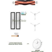 Dreame Vacuum Mop L10 Pro Beyaz Yedek Ana Fırça, Yan Fırça, Hepa Filtre - 7 Parça