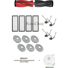 Roboclinic Roborock Q revo Curv (Curve) Robot Süpürge Uyumlu Yedek Fırça, Hepa Filtre, Mop - 16 Parça