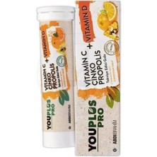 Youplus Pro Vitamin C D Çinko Propolis 15 Efervesan Tablet