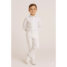Çocuk Beyaz Gabardin Pantolon | %100 Pamuk & Hafif Likralı