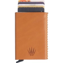 Watch of Royal Cortex Slim Buttero Taba Hakiki Deri Bölmeli Kızaklı Mekanizmalı Kartlık