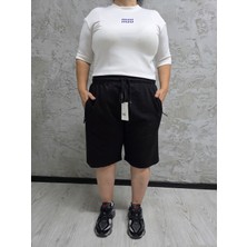 QKBYN-2335-BÜYÜK Beden Düz Bayan Şort