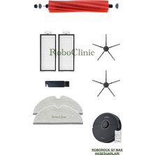 Roborock Q7 Max Siyah Yedek Ana Fırça, Yan Fırça, Hepa Filtre, Mop - 8 Parça