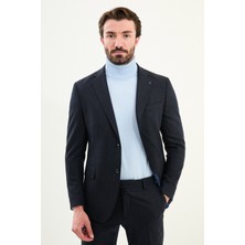 Desenli Slim Fit Mono Yaka Yün Erkek Takım Elbise